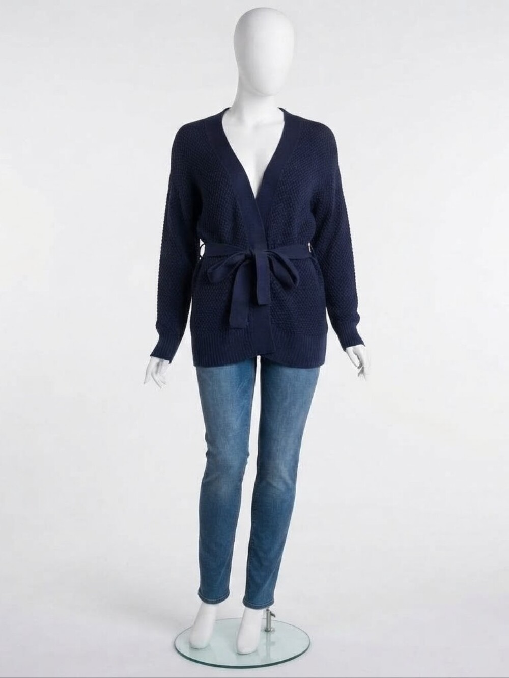 GAP For Good Women’s Navy Blue Belted Open-Front Knit Cardigan Sweater Size XS